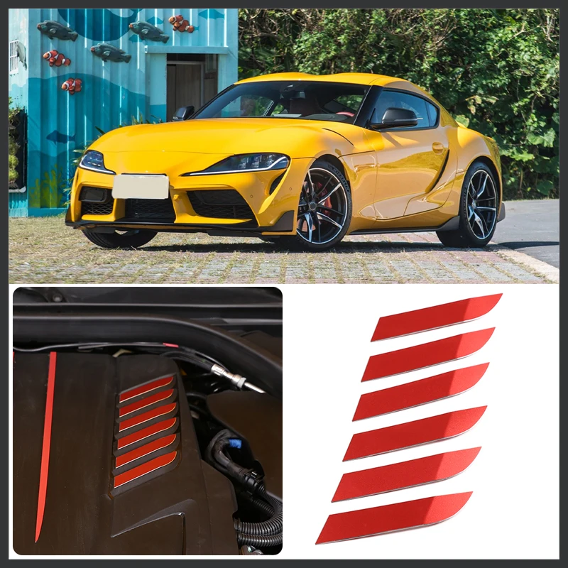 

For Toyota GR Supra MK5 A90 2019-2025 Aluminum alloy Red/Silver Car Engine Hood Decorative Patch Car Interior Accessories