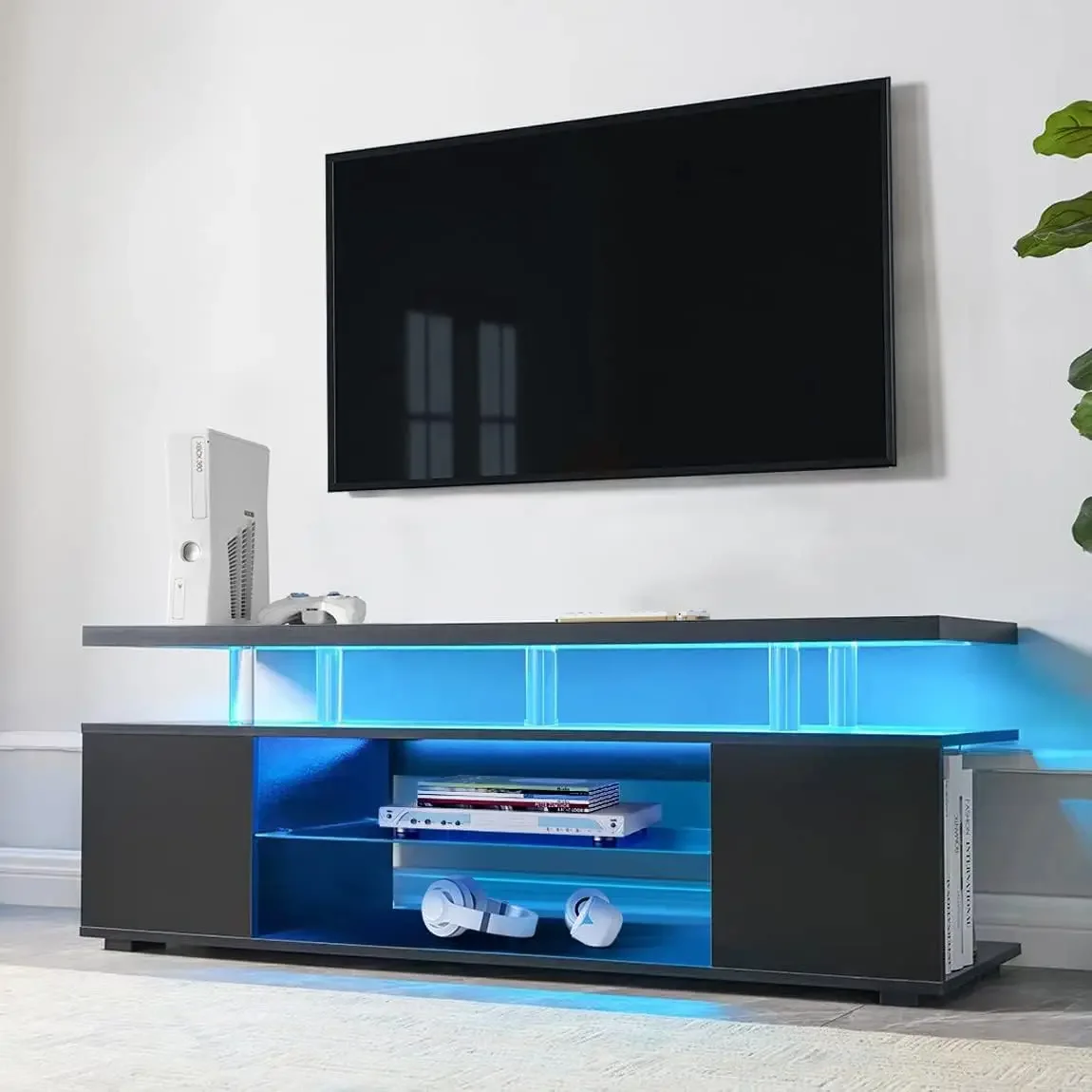 TV Stand For 70 Inch TV Modern LED Gaming Entertainment Center Media Storage TV Console Table With Large Side Cabinet For|