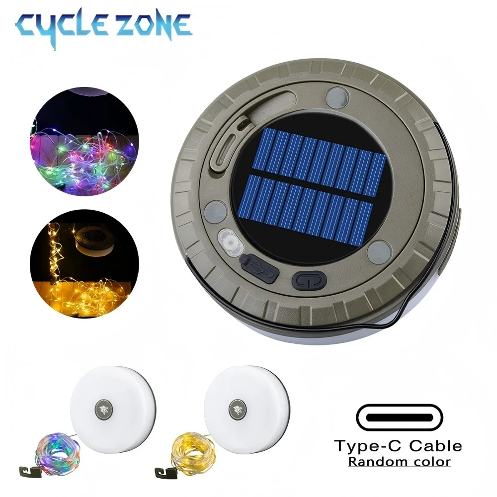 

Solar Camping Light LED Reel String Lights Outdoor Camping Lamp Rechargeable Atmosphere Tent Light for Garden Tent Room Decor