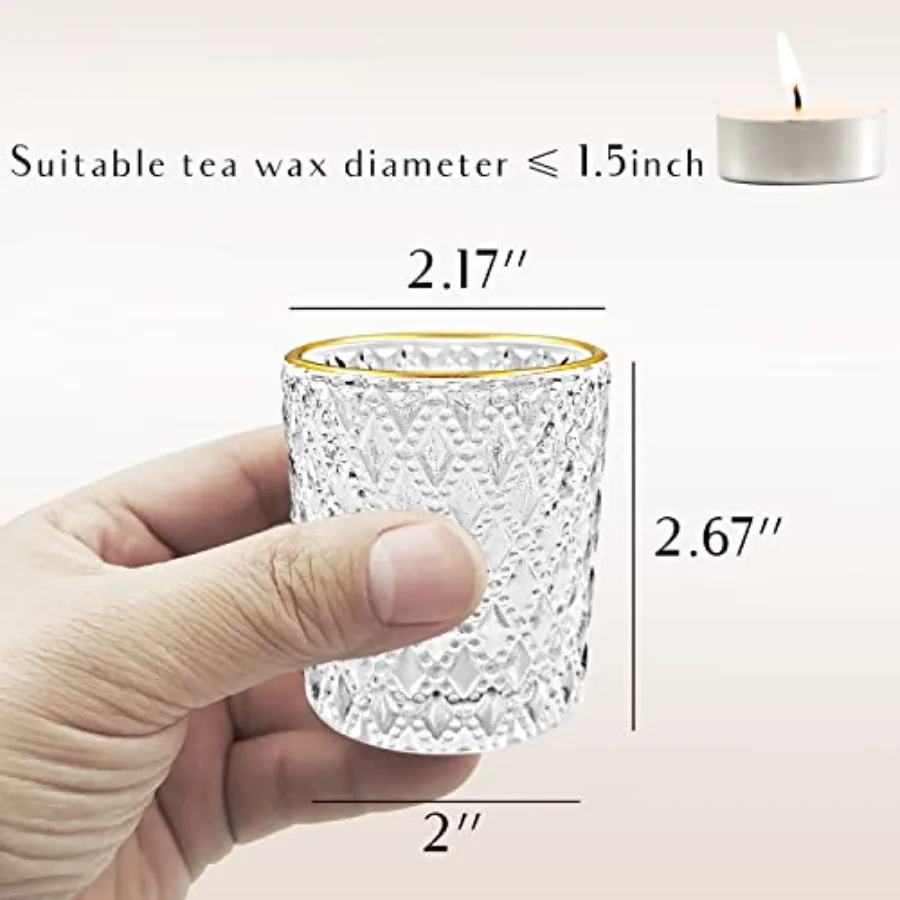 Clear Tealight Candle Holders Set of 24, Glass Votive Candle Holders with Rim for Wedding Table Centerpiece Birthday Party Chri