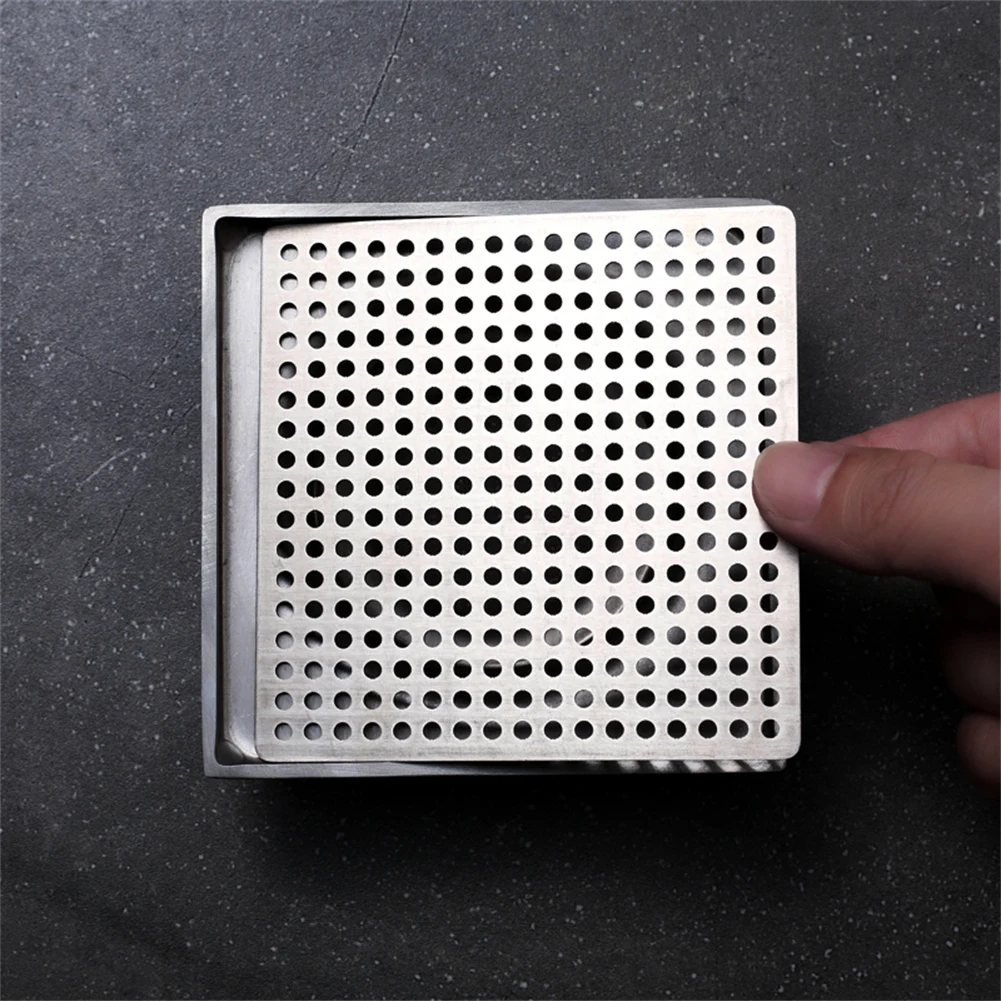 Stainless Steel Bathroom Floor Square Drain Stopper Shower Sink Strainer Drain Hair Filter Cover Sink Anti-blocking Filte