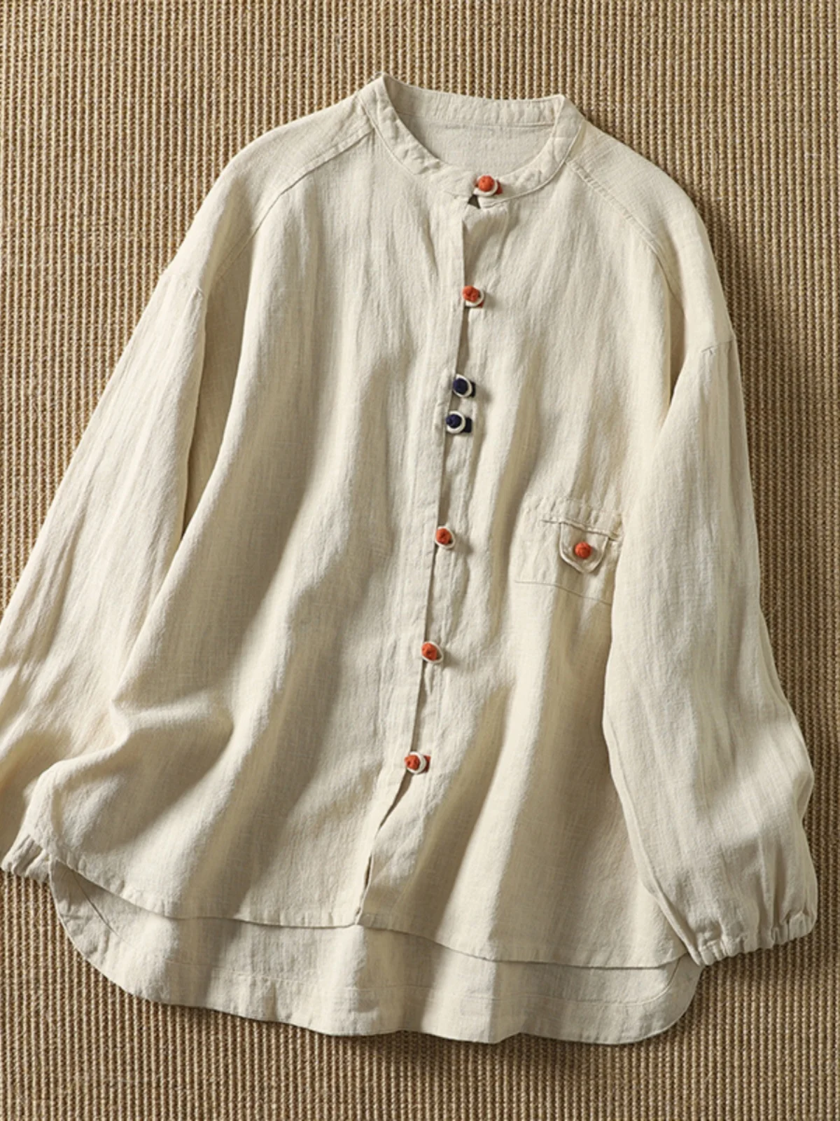 New Chinese Sle Retro Button Cotton Linen irt Jaet Women's Spring Autumn National Sle Reformed Tang Costume Zen Tea C...