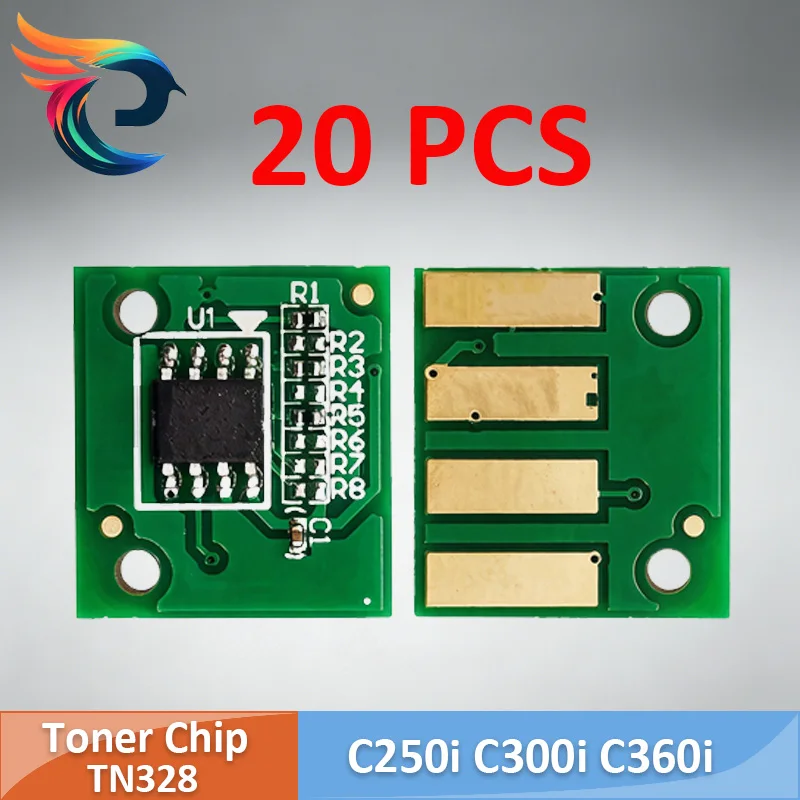 20PCS TN328 Toner Chip For Konica Minolta Bizhub C250i C300i C360i TN-328 AAV8130 AAV8430 AAV8330 AAV8150
