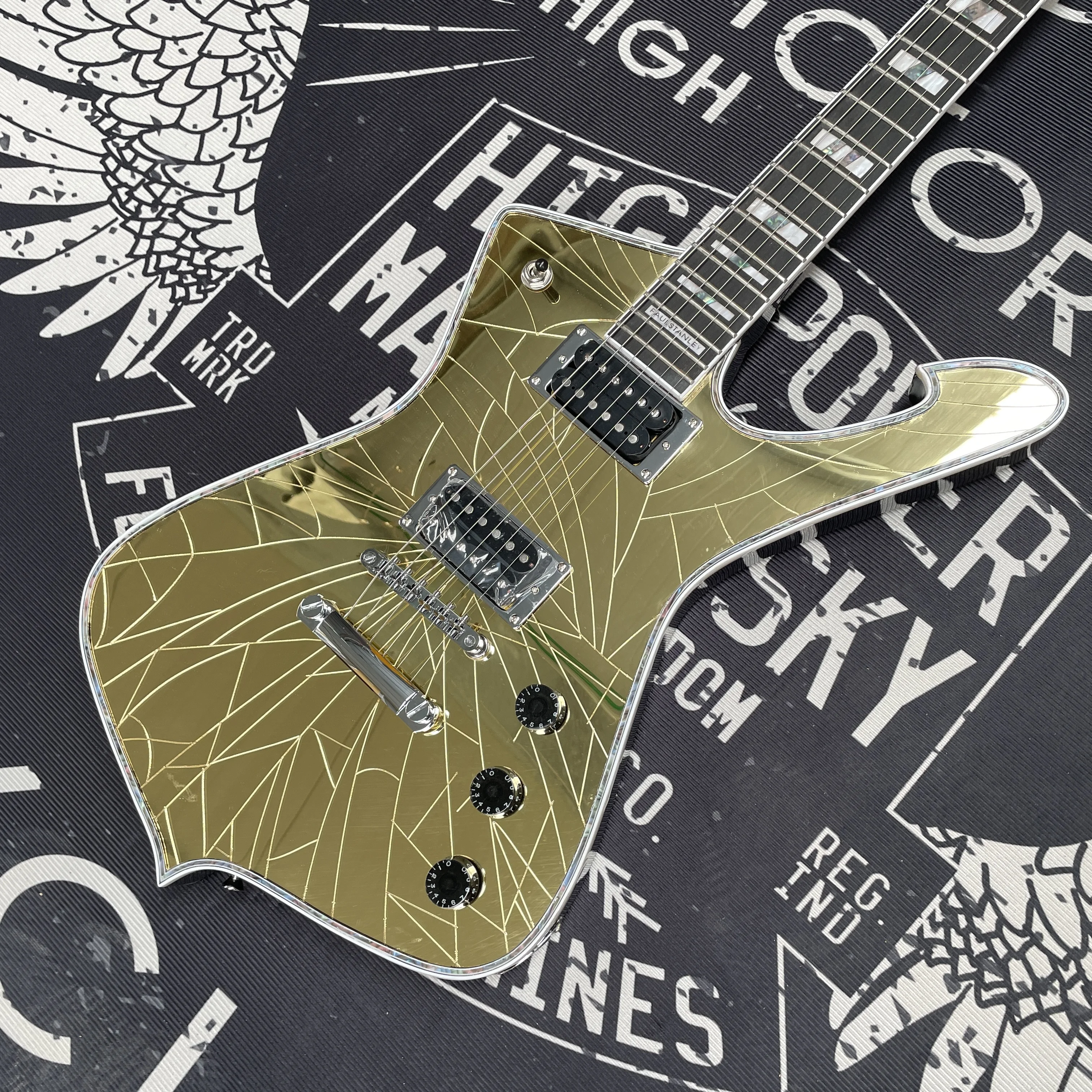 Golden 6-String Electric Guitar, Mahogany Body Electric Guitars, Silver Hardware Electric Guitarra