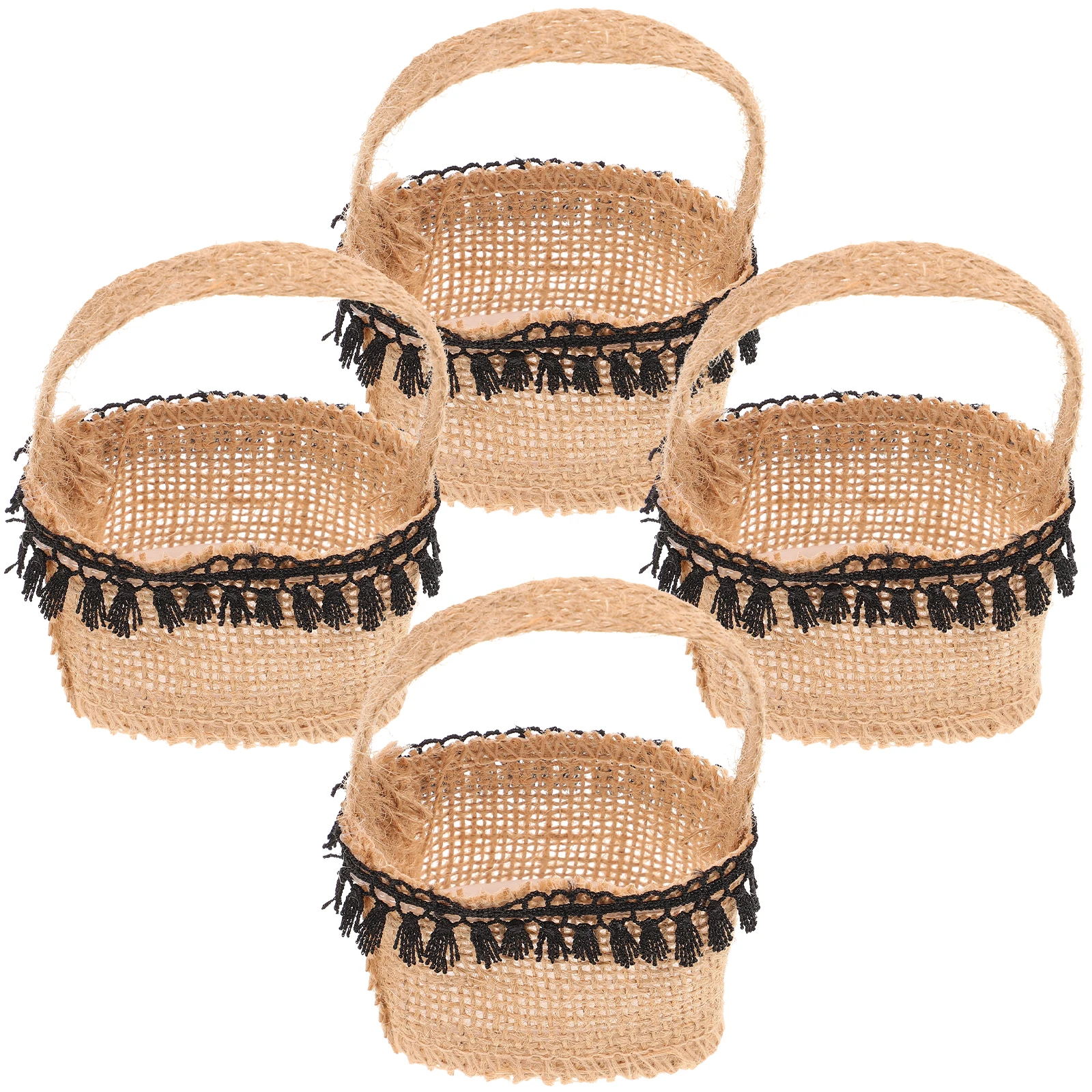 

4pcs Linen Candy High Quality Wedding Favor Baskets For Flowers Wedding Linen Basket Rose Petals Candies Burlap Storage Basket