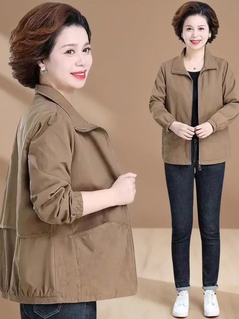

Casual Loose Women's Jacket 2026 Spring New Style Middle-Aged Fashionable Versatile Short Outerwear Mom's Comfortable Top