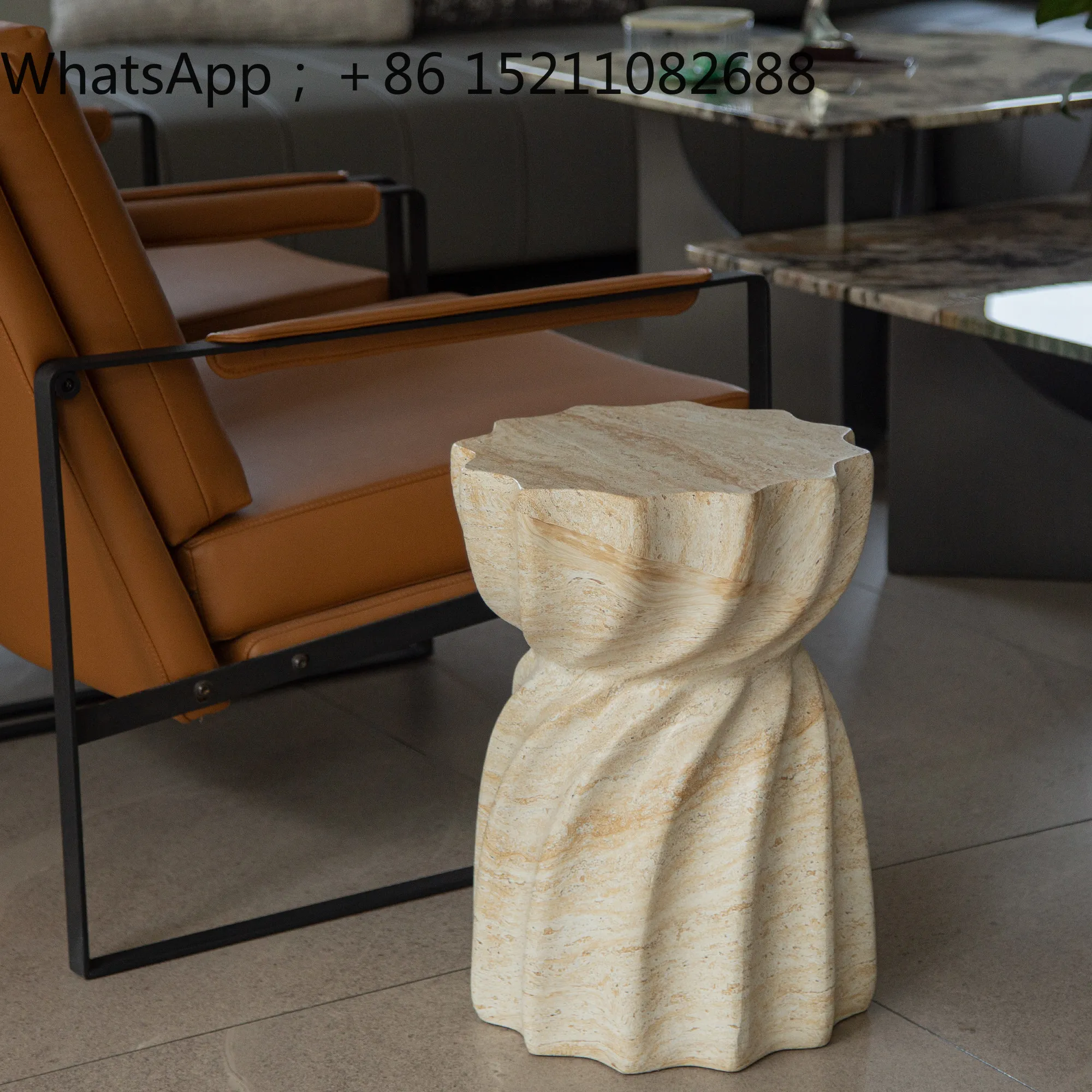LLY modern imitation travertine magnesium oxide edge few bed and breakfast home living room sofa coffee table creative ornament