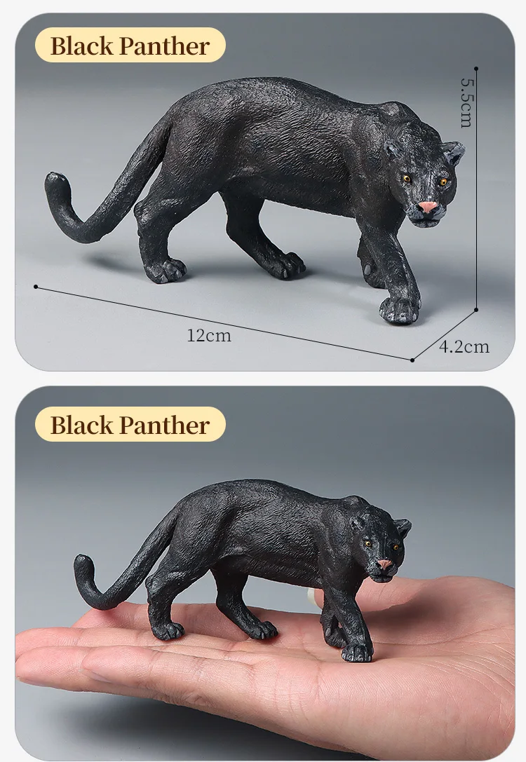Pädagogisches Set mit simulierten Wildtierfiguren – Aktionsmodelle mit Geparden und schwarzem Panther für Kinder, Dekoration und Lerngeschenk – Detail 11