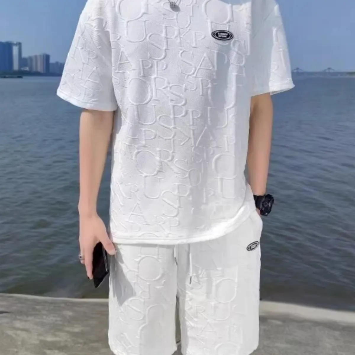 Men's Summer Sportswear Short Sleeve Thin Short Pants Casual Leisure Fashionable Set Youth Style T-Shirt And Shorts Combo
