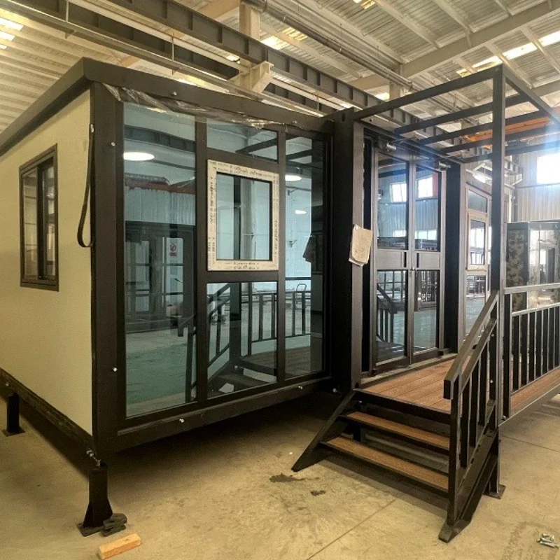 Expandable Container House Mobile Tiny House Decoration Folding Home Double Wing Expansion Integrated Container House for Spain
