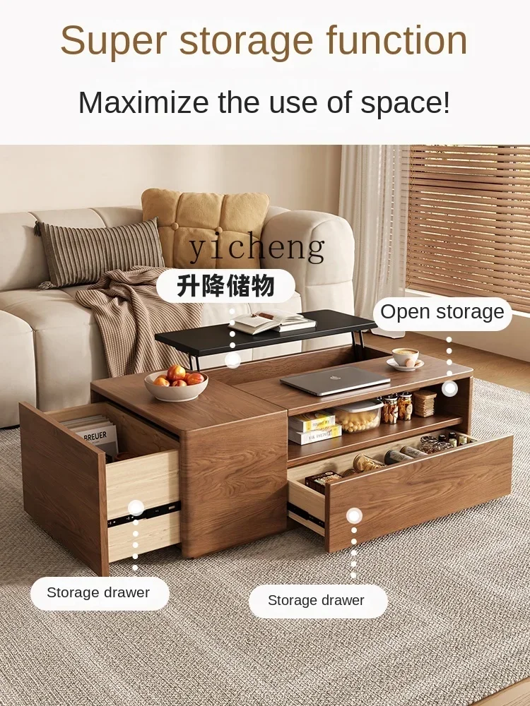 ZF Lifting Tea Table Retractable TV Cabinet Unit Small Apartment Living Room Modern Minimalist Tea Table