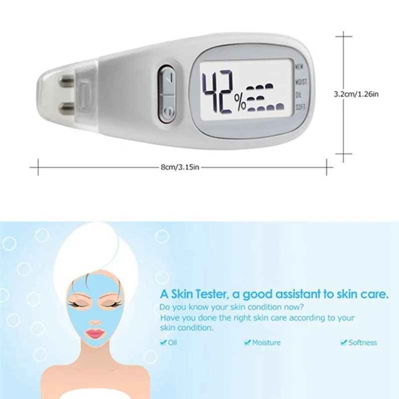 ABGP-ferramenta portátil para análise de pele, display LCD digital de precisão para testes de umidade e óleo da pele facial e corporal