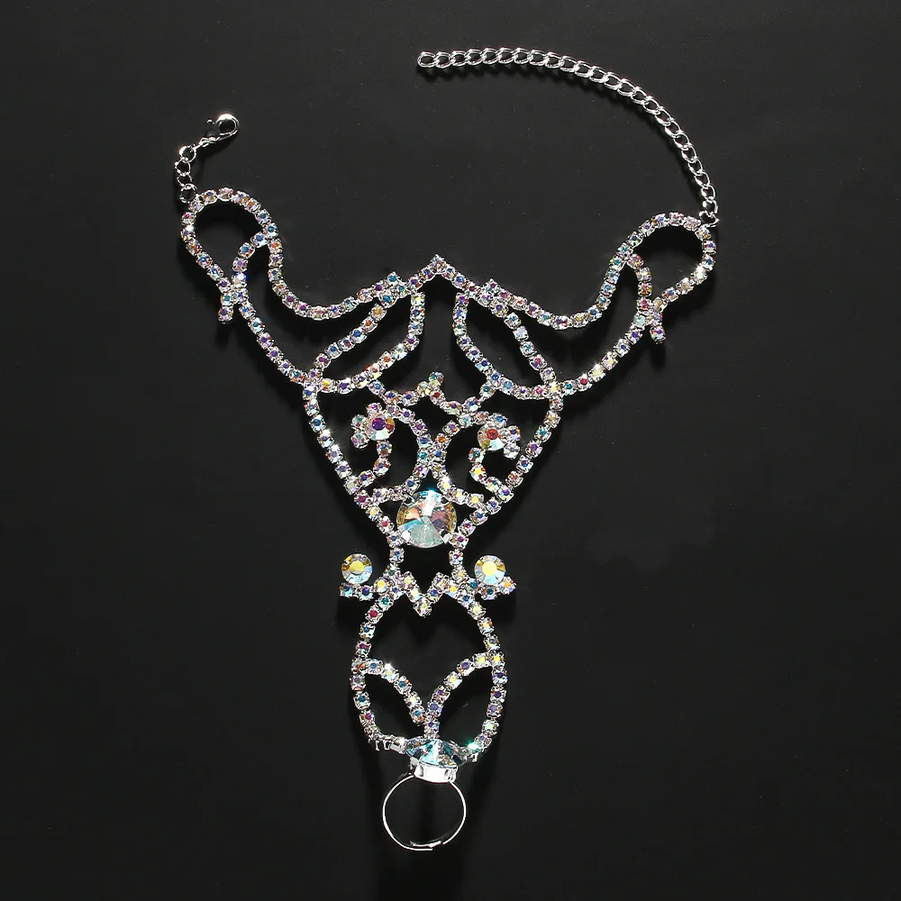 Colorful Rhinestone Rhinestone-Studded Bracelet Adjustable Belly Dancing Accessory Leg Chain Bohemia Style Shiny Foot Chain