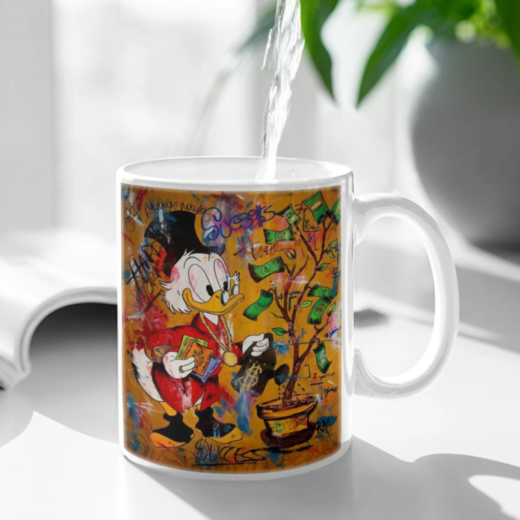 

Graffiti-Art-Duck-and-Money-Coffee Mug 11oz Fun Ceramic Coffee Tea Cocoa Cup Handle Tea Drink Cup