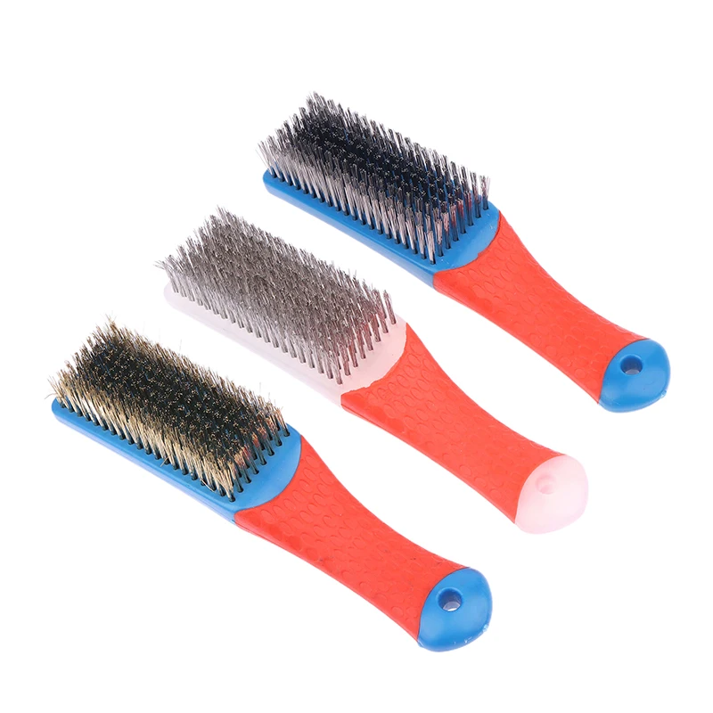 

Small Wire Brush Stainless Steel Scratch Brushes Silicone Handle Brush for Rust Removal Paint Scrubbing Cleaning Metal Rust