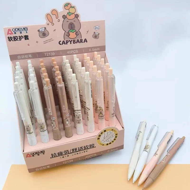 4Pcs/Set Capybara Cartoon Mechanical Pencils Cute Bear 0.5mm Automatic Pencils Kawaii Stationery Writing Tool birthday gift