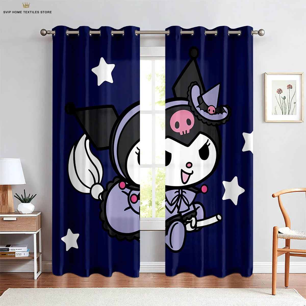 

Animation Cartoon Curtains Cute Pink Print Children's Room Decoration Curtains Bedroom Living Room Balcony Kitchen Curtains