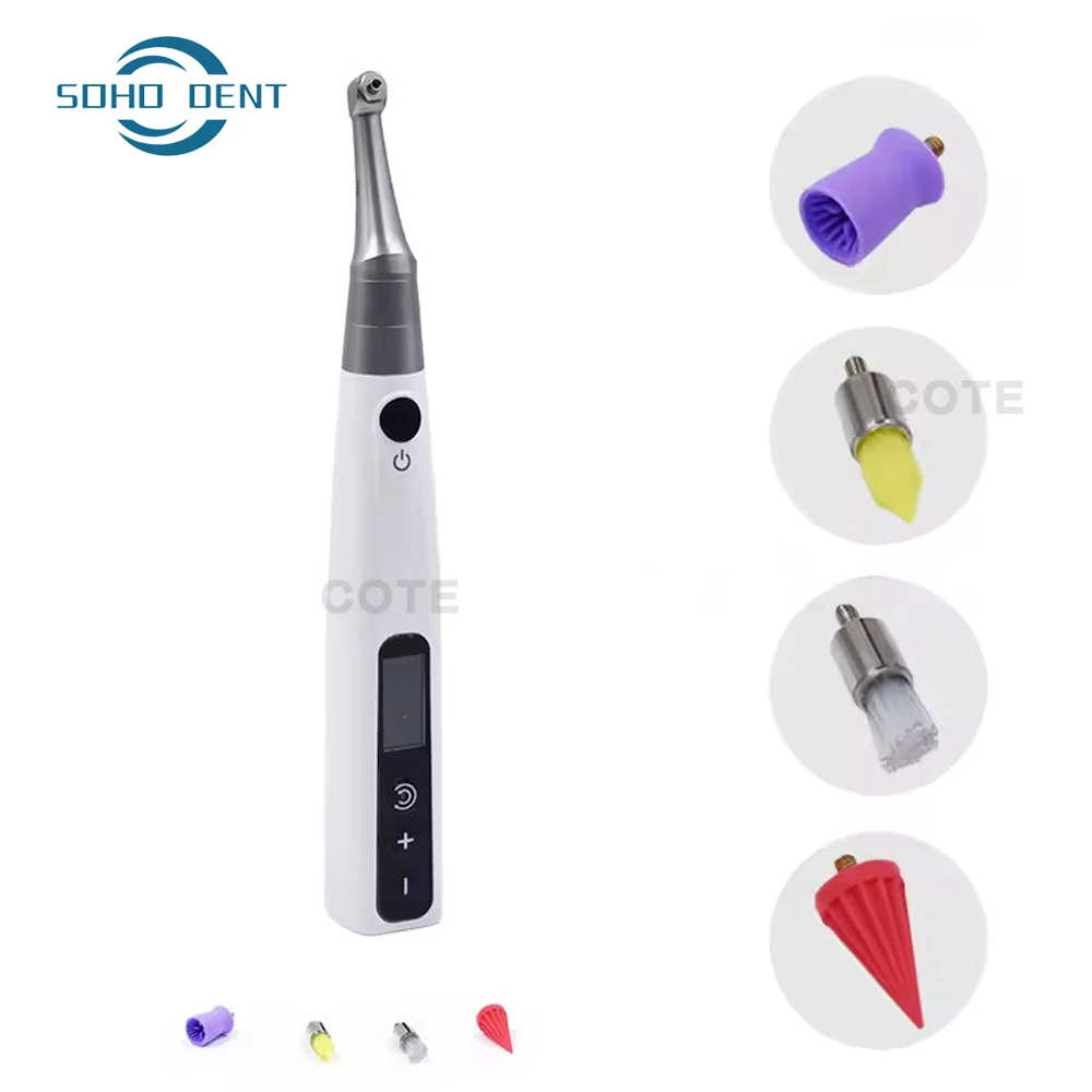 Dental Electric Polishing Machine Cordless Prophy Motor 360 Rotation 6-Speed 4 Kinds Polishing Cups/Brushes