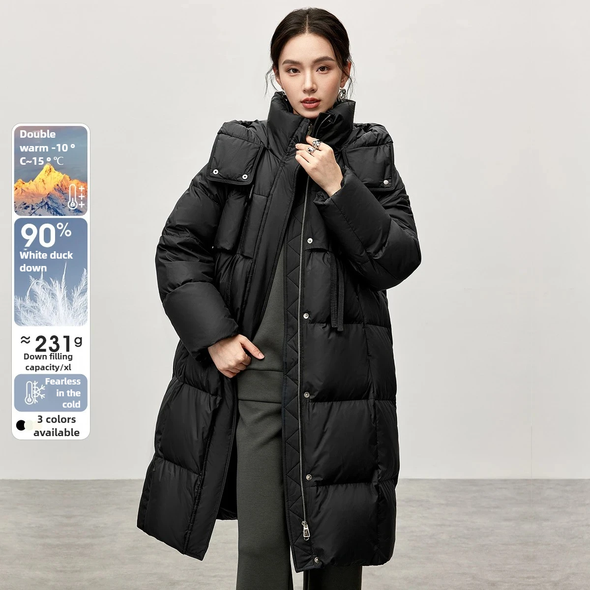 SENTUBILA Casual Warme Donsjack vrouwen Winter Nieuwe Mode Brood Capuchon Lange Warme Down Jassen Vrouwelijke Tops W44Y57033