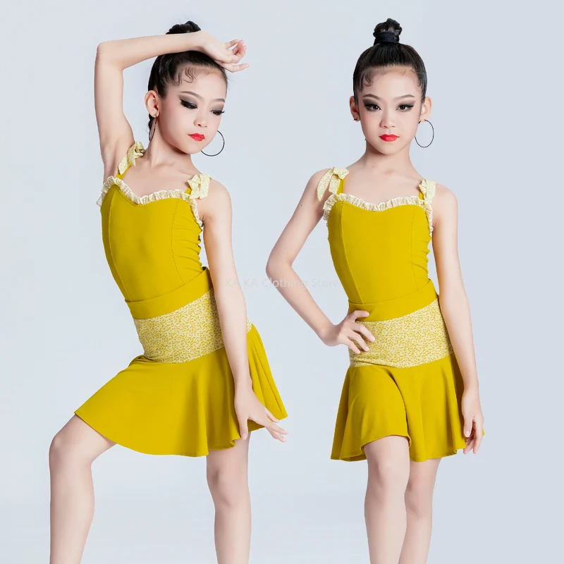Rumba Samba Latin Dance Costume Girls Dance Clothes Kids Training Competition Salsa Tango Dance Dress Child Ballroom Dresses