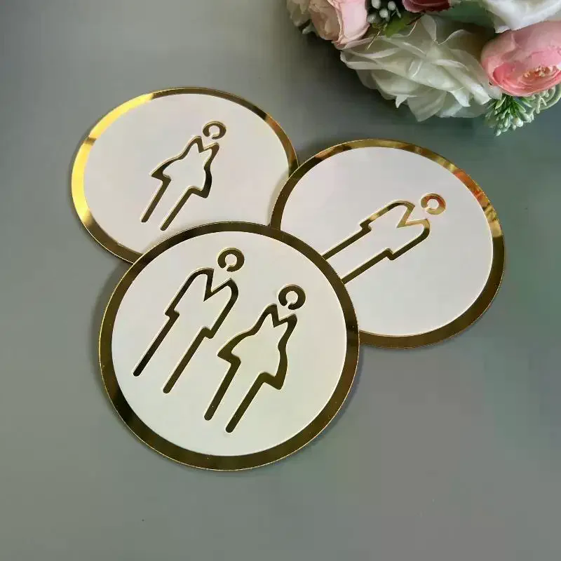 3D Toilet Sign Self-Adhesive Waterproof Acrylic Men Women Bathroom Wall Sticker for Gym Mall Public Restroom Decor