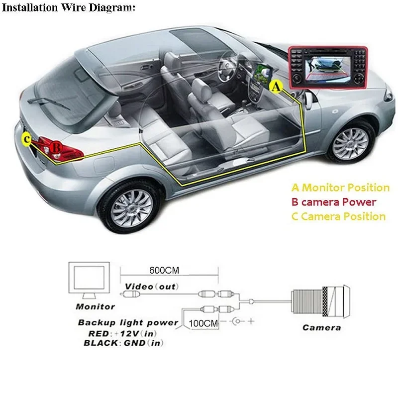 6M RCA 2.5mm spina cavo Video prolunga AV cablaggio con adattatore cavo di alimentazione ADC per telecamera di retromarcia per auto telecamera di Backup