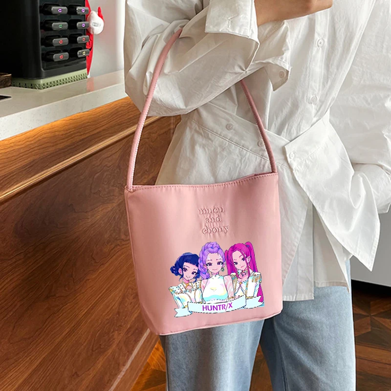 

Kpop Demon Hunters Shoulder Bag for Women Anime Cartoon Fashion Handbag Students Portable Simple Tote-bag Female Underarm Bags