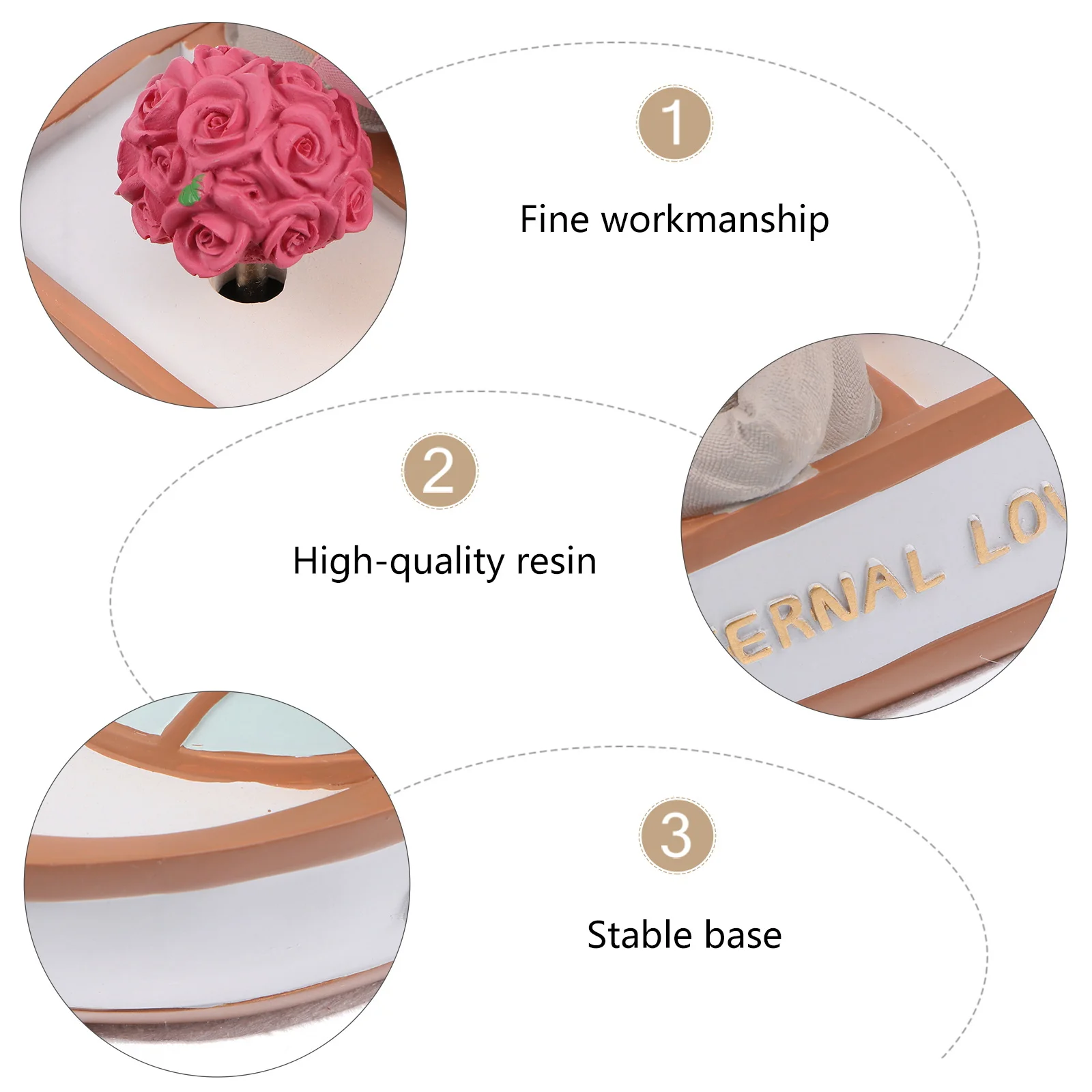 

1Pcs Music Bell Resin Elderly Couple Ornament Hand Painted Romantic Decor for Table Shelf Gift Home Decoration