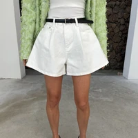 REALEFT Summer Washed High Waist Women's A-line Denim Shorts Pocket White 2025 New Casual Loose Wide Leg Jeans Shorts Female - Image 4