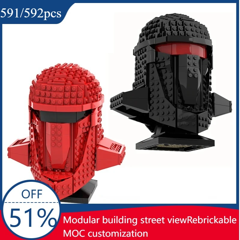 

Шлем Imperial Royal Guard MOC, строительные блоки, модель разрушителя, звездное небо, шлем теней императора, детская развивающая игрушка