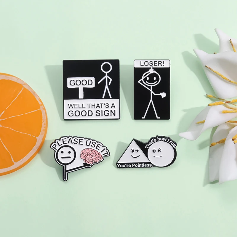 Hey You Dropped This Brain Funny Sarcasm Quotes Enamel Pins Cartoon Character Bob No Arms Humor Joke Metal Badge Gift