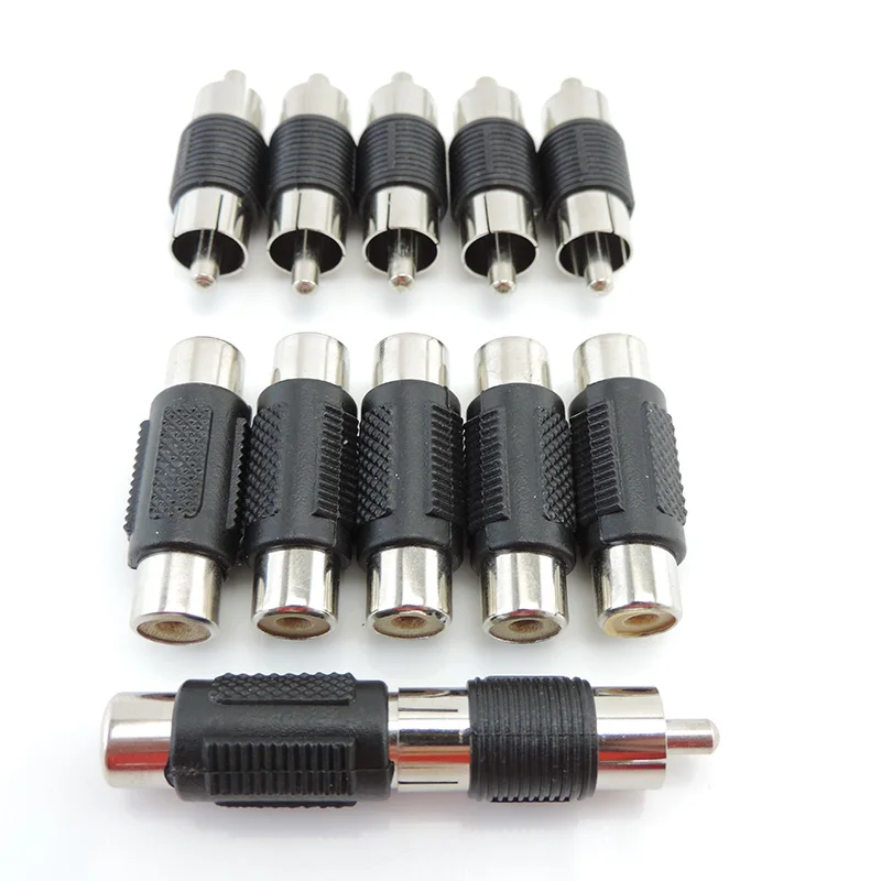 5pcs RCA Female to Female Jack Plug Connector Adapter Male to Male RCA Connector Video Audio Extender Cord Cable Converter