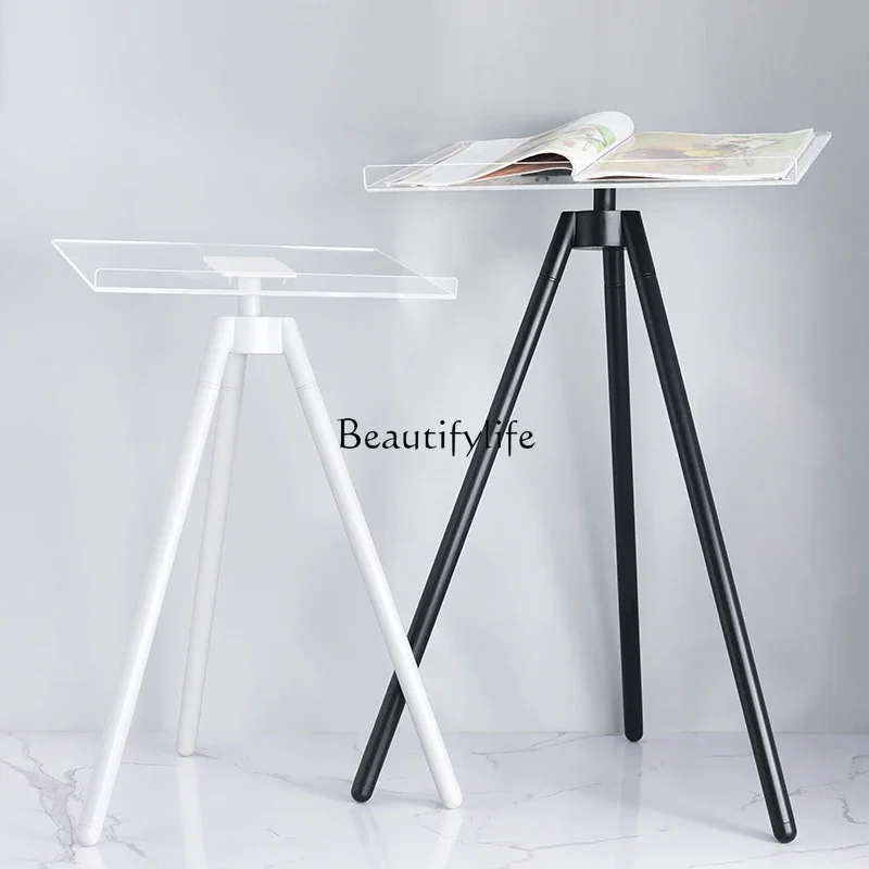 03.Magazine page turning rack ornament desktop light luxury metal acrylic floor tripod large book album display reading rack
