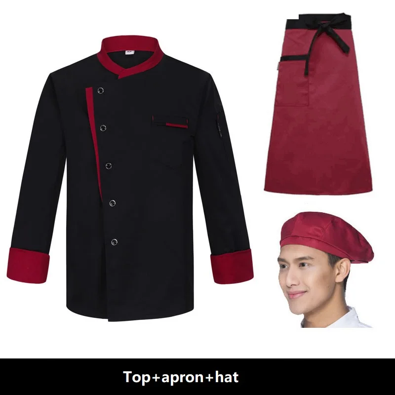 Unisex ristorante cucina Chef uniforme camicia manica corta/maniche lunghe giacca da cuoco abiti da lavoro casaca cocinero