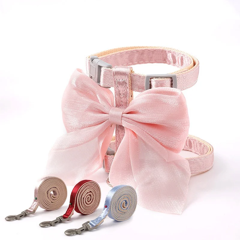 Lindo Bowknot gato arnés accesorios princesa gato vestido disfraces gatito cachorro arnés para gatos