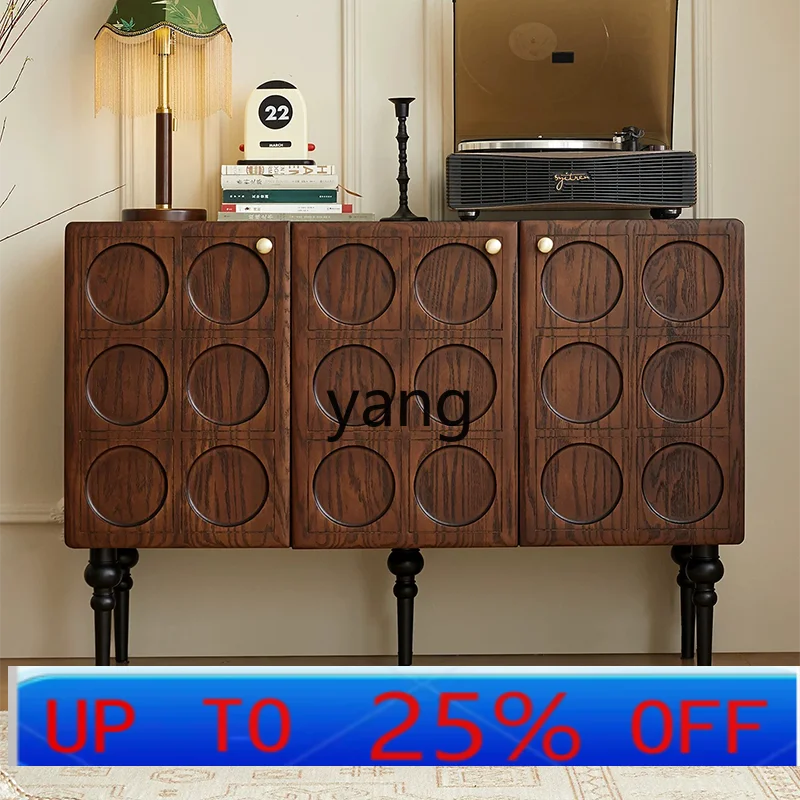 

LH solid wood dining side cabinet French retro wall integrated storage bedside storage cabinet