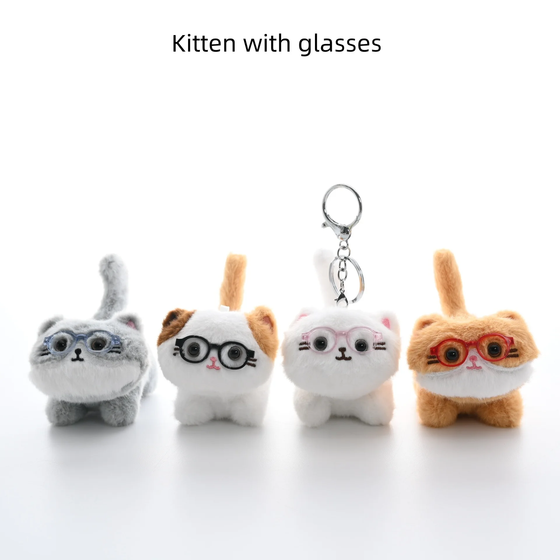 Nowe, urocze pluszowe okulary, zawieszka z kotkiem, breloczek, lalka kot z wysoką stopą estetyczną.