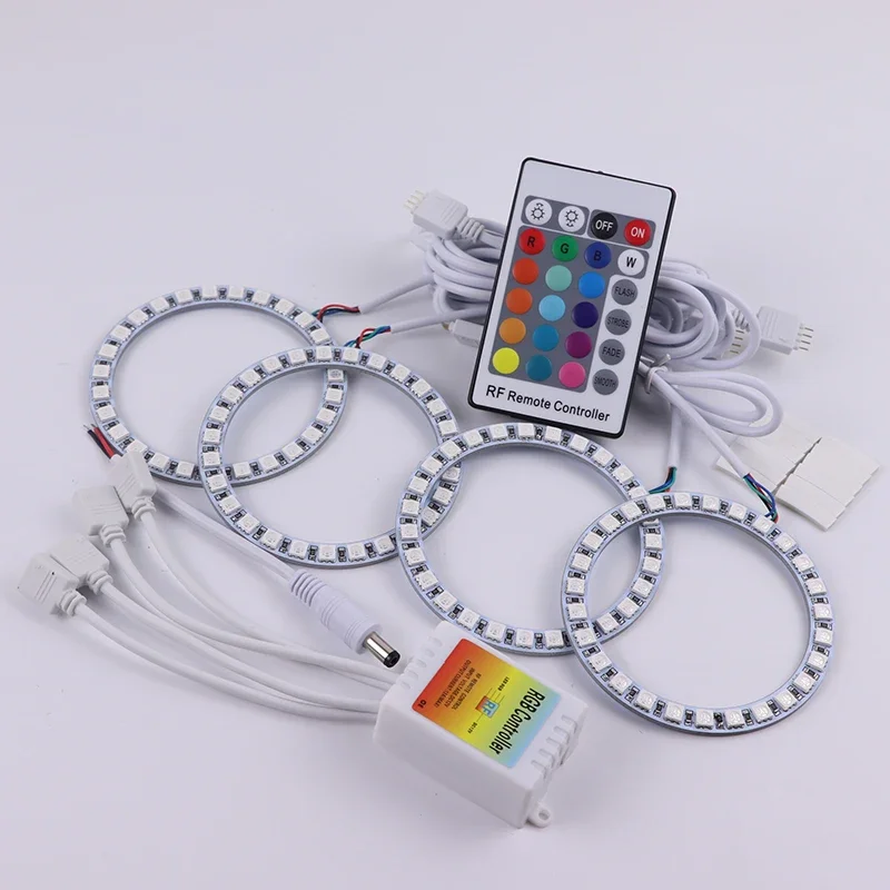Latest Headlight Multi-color RGB LED Angel Eyes  Ring Eye DRL RF Remote Control for Fiat PUNTO mk2 1999-2010 Accessories