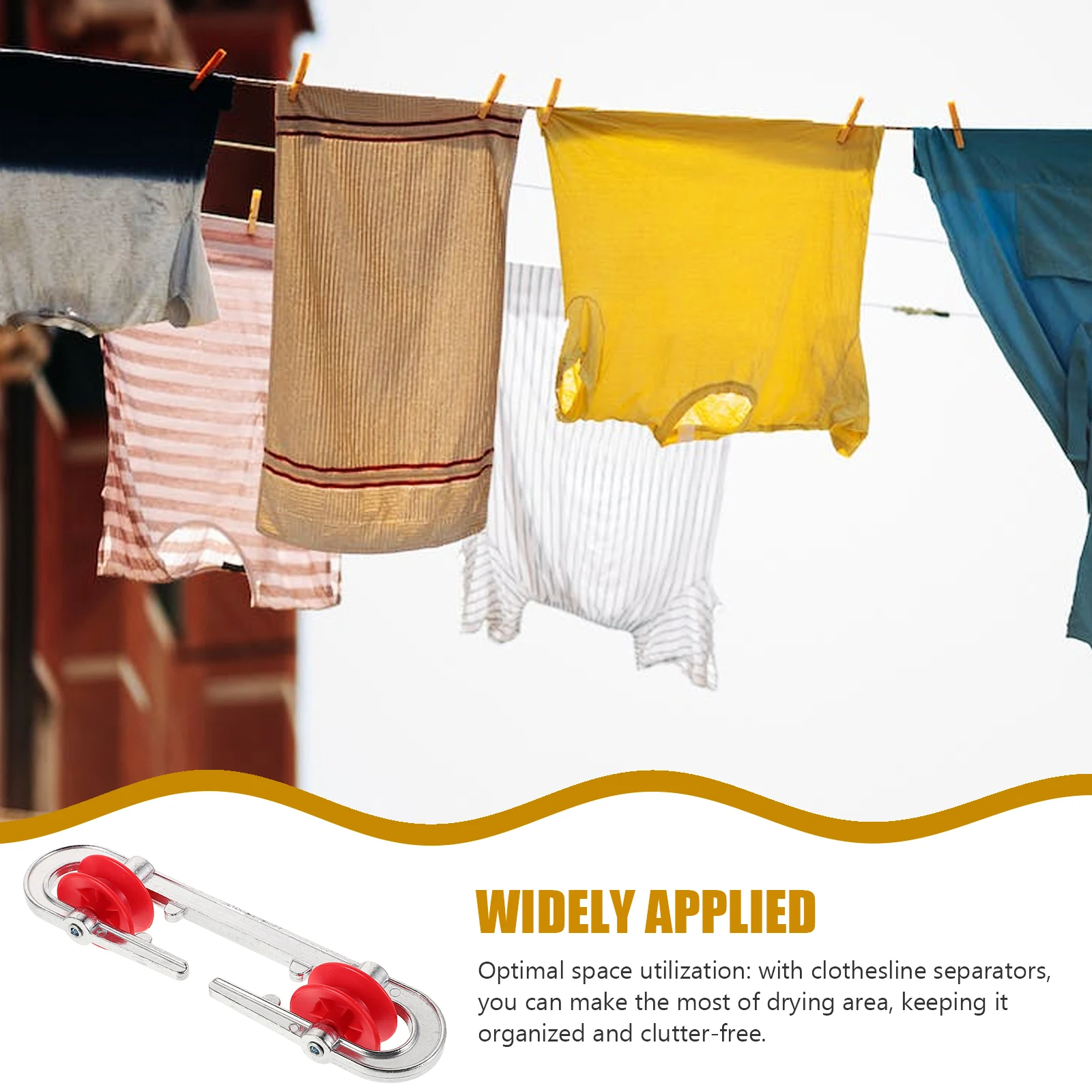 

2Pcs Heavy Duty Clothesline Separator Aluminum Alloy Rope Spreader for Drying Efficient Pulley Design Home Laundry