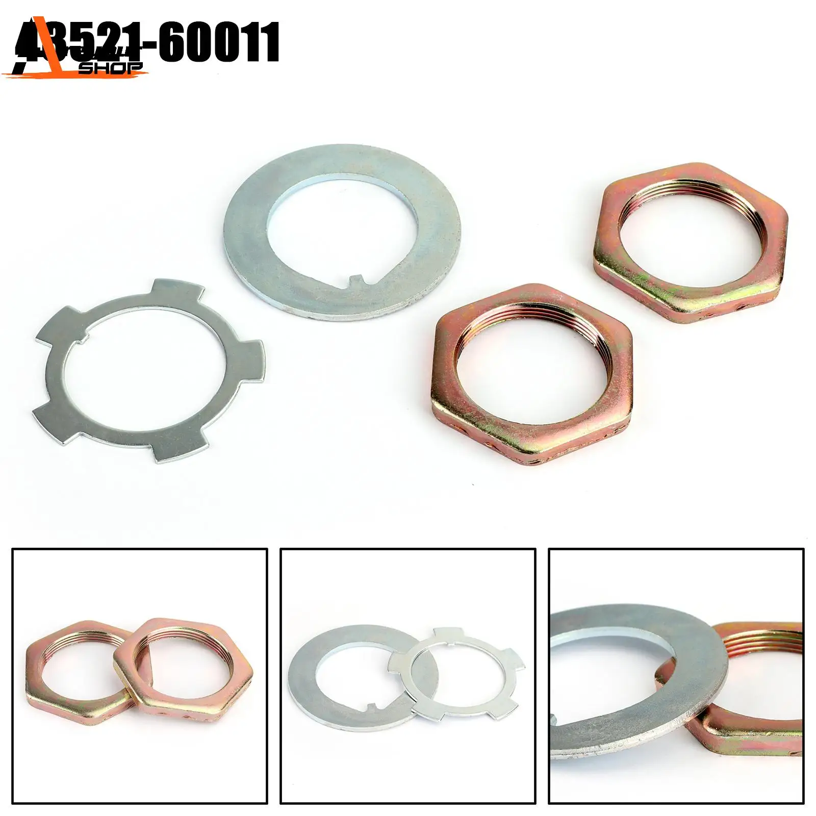 Areyourshop Front Axle Hub Spindle Lock Nut Washer Kit 43521-60011 For Toyota Hiluxs 4352160011 Axle Nuts Parts Car-Styling