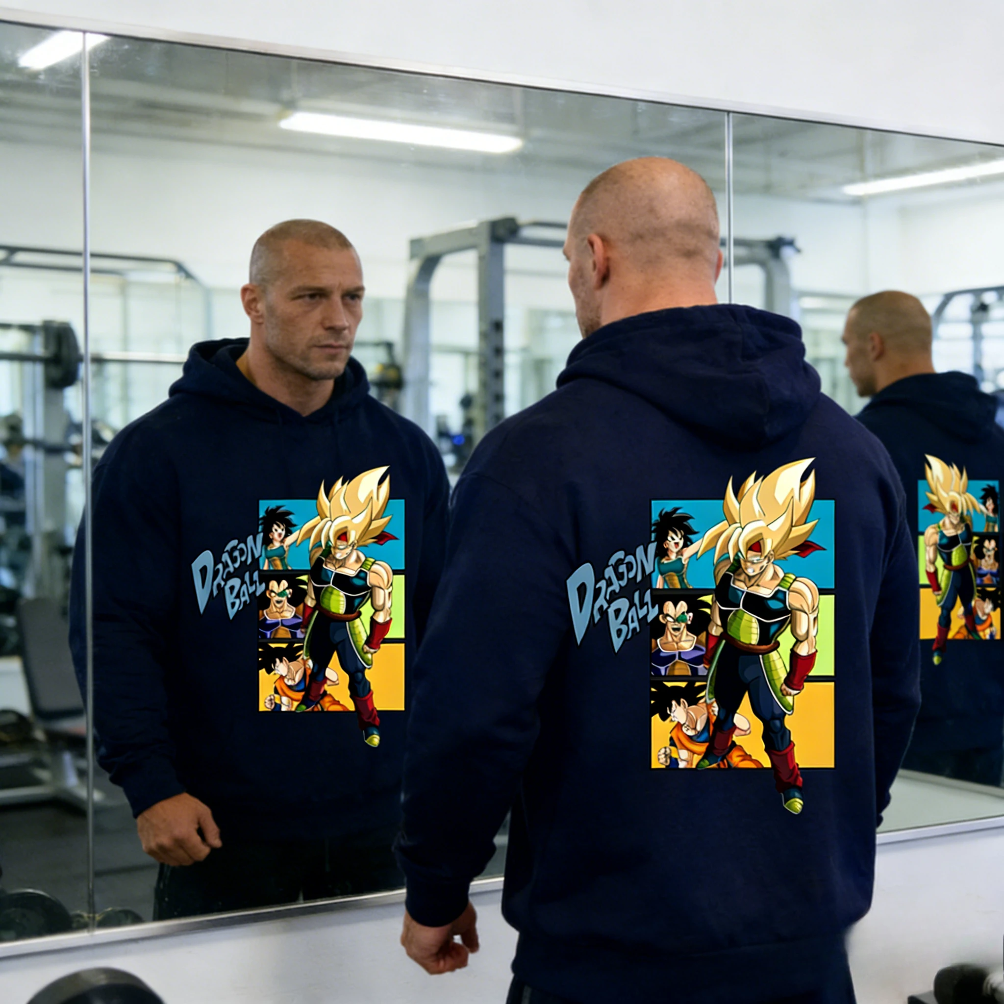 

2026 Autumn/winter Dragon Ball 100% Cotton hoodie Oversized Bardock & Goku Print Gym Big Guy Retro Streetwear for Men Women Y2k