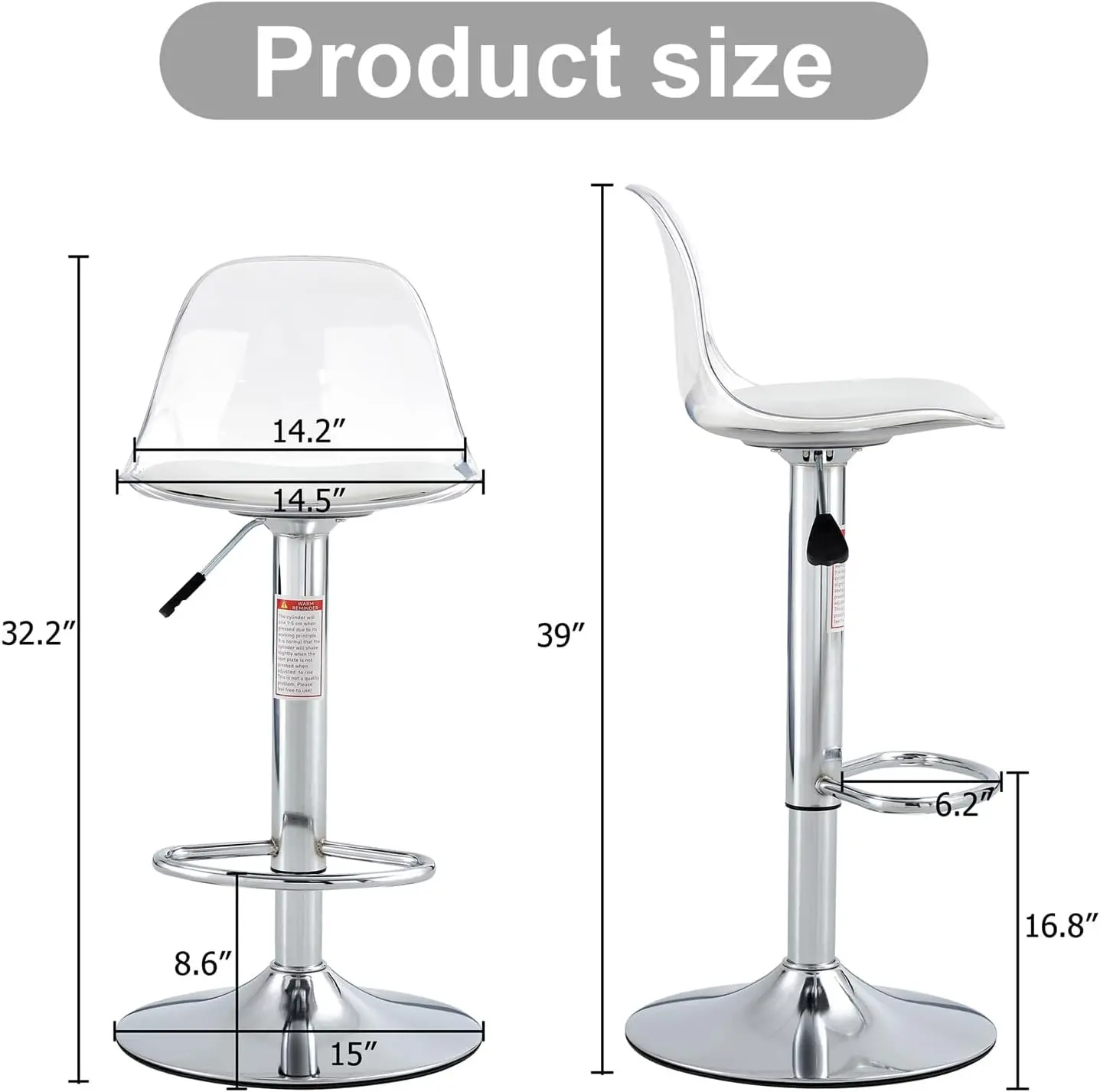 Modern Minimalist Bar Chairs And Bar Stools, Can Rotate 360 ° And Adjust Lifting, Pet Backrest And Pu Seats, Set Of 2, Suitable