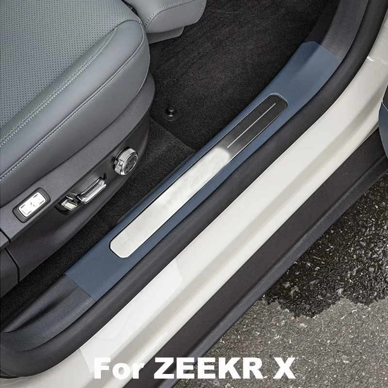 For ZEEKR X 2023-2025 Car Leather Car Door Sill Protective Hidden Protection Sticker 4pcs/Set Accessories