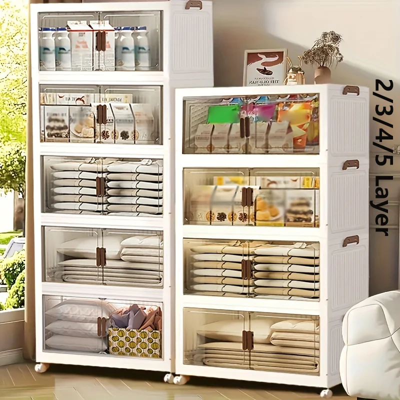 

Многоярусные контейнеры для хранения с крышками, складные контейнеры на колесиках, складные контейнеры для хранения с дверцей для дома