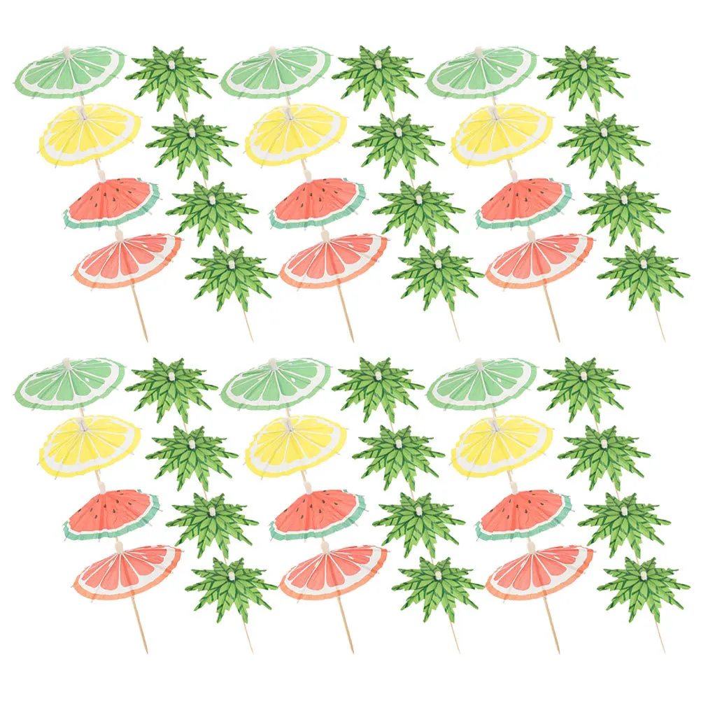

100Pcs Fruit Picks Paper Umbrellas Cocktail Decorations Bright Tropical Designs Safe for Drinks Cocktail Umbrellas for Drinks