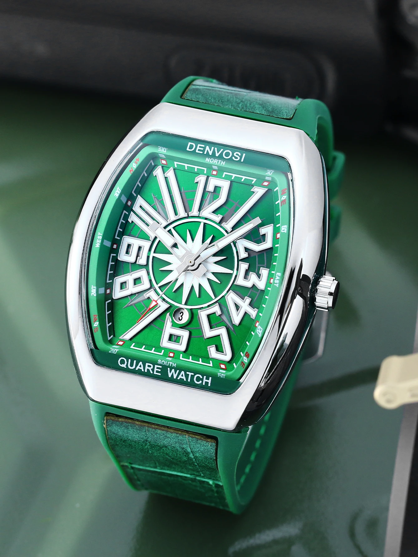 DENVOSI Men's Barrel Shaped Watch, Luxury Fluorescent Silicone Strap, Men's Fashion, Leisure, Sports Quartz Watch