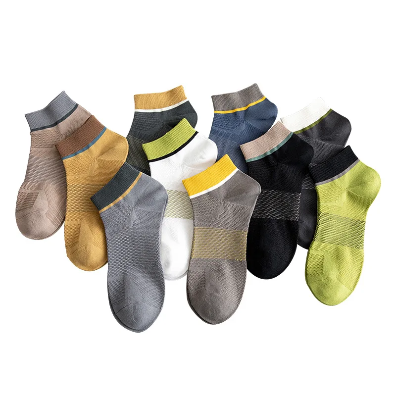 Lot de chaussettes courtes en coton pour hommes et femmes, lot de 10 paires, solides, décontractées, tendance, respirantes, confortables, à la cheville