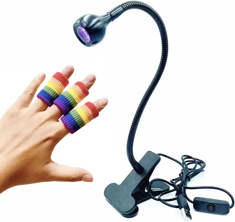 ZOELASS 395nm UV LED ضوء أسود مع معقوفة ومشبك، محمول 5V USB معالجة بالأشعة فوق البنفسجية لأظافر الجل (2W، أسود)