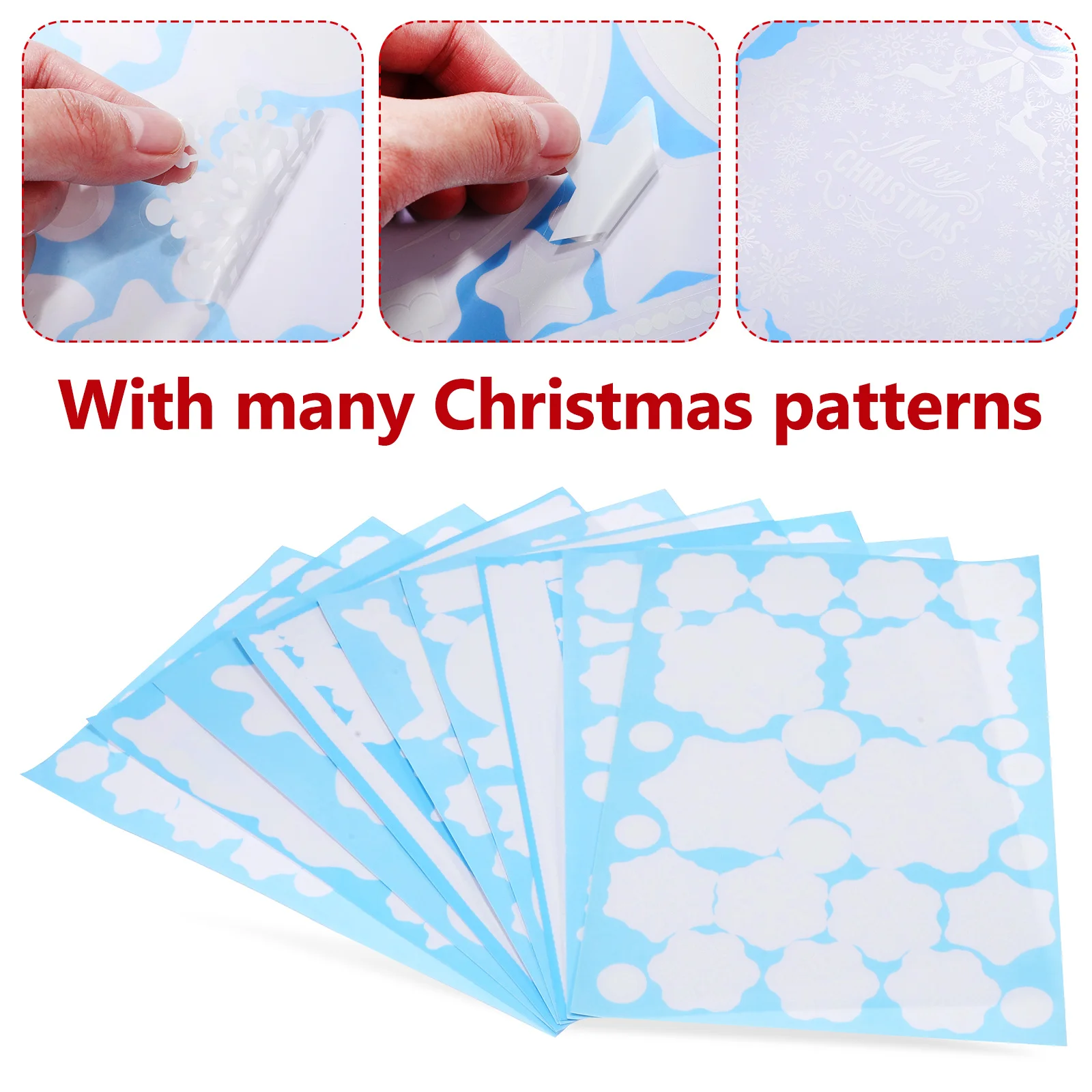 

9 Sheets Christmas Window Clings Snowflake Star Tree Designs Static Adhesive Stickers for Glass Windows Holiday Decor