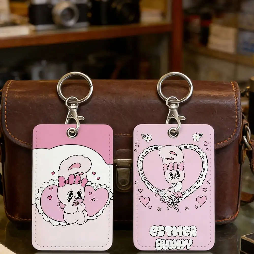 ESTHER BUNNY   PU Soft Leather Rectangular Key Card  Protection Cover Youth Faion Accory Card Holder